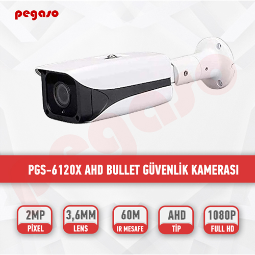 PEGASO PGS-6120x 2 MP, 3.6 MM, 4 MEGA LED, AHD BULLET GÜVENLİK KAMERASI